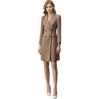 Gaun Blazer Wanita Model 2023, Kancing Solid, Pinggang Alami, Lengan Panjang, Bahan Woven, Kasual, Ukuran Besar, Dapat Dipesan Sesuai Keinginan