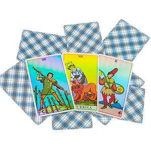 Misterioso Tarot holográfico oráculos personalizados plata hoja de oro cartas de Tarot impresión impresa oráculos adivinación tarjeta de juego