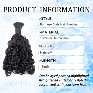 100 g/paquete de cabello humano Remy rizado birmano negro Natural cabello trenzado a granel para trenzas bohemias paquetes de cabello bohemio sin trama - Product Image 5