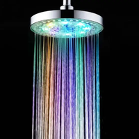 Pommeau de douche mural moderne en ABS chromé de 8 pouces à LED, haute pression, multicolore, à changement rapide de 7 couleurs, effet pluie