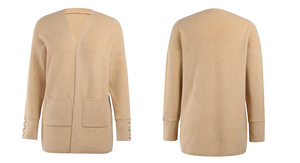 Venta al por mayor de las mujeres sueltas señoras de punto suéter abrigo suelto estilo coreano abotonado abrigo Delgado cuello en V cárdigan suéter chaqueta de las mujeres - Product Image 5