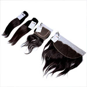 Pelo brasileño crudo 13x4 encaje transparente con paquete virgen cabello humano recto de oreja a oreja HD Frontal de encaje cierre proveedor - Product Image 1