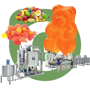 Large Scale Agar Agar Gelatin Gummy Tofee Deposit Candy Eyes Jelly Fruit Make Machine Production Line