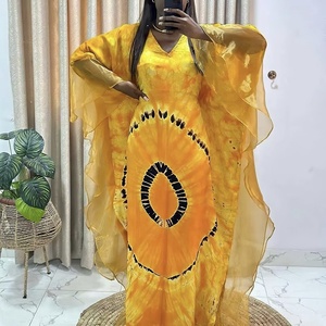 Nuovo stile europeo americano Patchwork Organza retrò abito lungo grande orlo estivo africano stampato vestito ampio da donna - Product Image 2