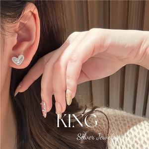 เครื่องประดับคิงซิลเวอร์ เอส 925 เซ็ตสร้อยคอและสร้อยข้อมือเงินแท้รูปหัวใจประดับคริสตัลไรน์สโตนสำหรับผู้หญิงสวมใส่ได้ทุกวัน - Product Image 5