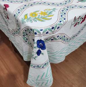 Hot Trending Floral Print Hand Block Printed Cotton <b>Table</b> Cover Napkin Set Home Dining Kitchen Accessories <b>Party</b> <b>Table</b> <b>Cloth</b> - Product Image 5