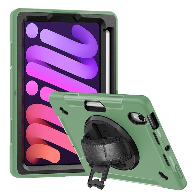 360 Rotating Hand Strap Stylus Slot Shock-Absorbing Corners Tablet Case for ipad Mini 7 A17 Pro 8.3 Inch Case A2993 A2995 A2996