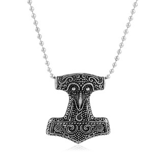 Colgante de martillo de Thor de yunnique, collar de acero inoxidable plateado para hombre, diseño geométrico, cadena de 60cm, joyería de moda 240211 - Product Image 1