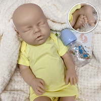 20 Zoll/50 CM Unbemalte Gewichtete Vollsilikon Realistische Schlafende Reborn Junge Neugeborenes Baby Weiches Spielzeug DIY Blanko-Puppe Offen