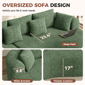 Modern Lunar Shape Curved Chenille <b>Sofa</b> Oversized Curved Modular Couch with Deep Seats for Living Room - Product Image 3