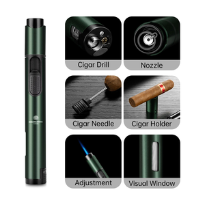 <b>Windproof</b> Powerful Jet Flame Torch <b>Lighters</b> with Cigar Holder Needle Metal Cigar <b>Lighter</b> - Product Image 5