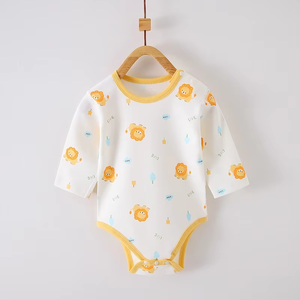 2026 LY 신상 100% 유기농 면 남녀공용 아기 롬퍼 긴팔 스냅 버튼 여밈 만화 프린트 여름옷 신생아 점프슈트 - Product Image 3