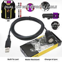 Câble USB 2.0 tressé étanche de 1m avec gaine PVC, 2 ports USB 2.0 femelle et 1 port mâle, pour montage encastré sur tableau de bord de voiture, charge rapide 3A, 5A pour ordinateur