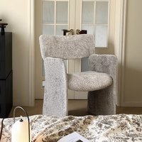 Fauteuil de salle à manger rembourré de style Mid-Century, luxe léger, avec dossier incurvé, chaise d'appoint pour coiffeuse ou chambre à coucher