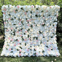 Hochwertige Maßgefertigte 5D 3D Blumenwand-Kulisse Seiden-Kunstblumen Dekorative Blumenwand Rosa Hochzeits-Rosenwand