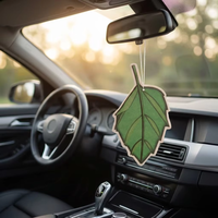 Rafraîchisseur d'air personnalisé de longue durée monté sur un évent Logo de voiture en papier de coton moderne Feuille de fruit au parfum de poire Cadeau d'aromathérapie Élimination des odeurs