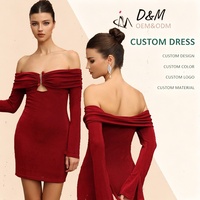 Robe moulante courte à épaules dénudées et froncée pour femme D&M, robe de soirée à manches longues et découpes, fabricant de vêtements sur mesure OEM ODM