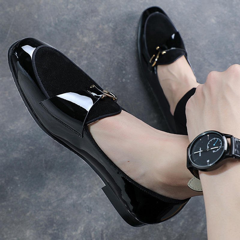 Sharp Pointed Leather Shoes With Versatile Buckle Patent Leather  Personalized Loafers With Increased Height Inside Mens Shoes
