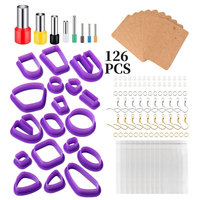 Ensemble d'outils de fabrication de bijoux en argile polymère Bview Art de 126 pièces - Kit complet de fabrication de boucles d'oreilles DIY avec des coupeurs, des outils de découpe circulaire