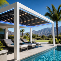 Pergola de jardin en aluminium motorisée à lames orientables, écologique, durable, imperméable, résistante aux intempéries, anti-UV, avec bande LED
