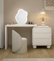 Table de toilette moderne avec plateau en verre blanc, design unique et simple, flottante, avec panneau en bois et miroir éclairé, meubles Target