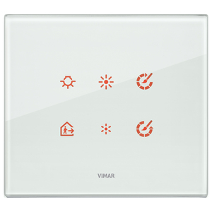 Panneau tactile Vimar 6 boutons pour la commande de la maison intelligente, surface en verre blanc - Product Image 1