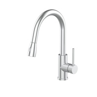Robinet de cuisine classique moderne en acier inoxydable à poignée unique avec douchette extractible, cartouche céramique et rotation à 360 degrés