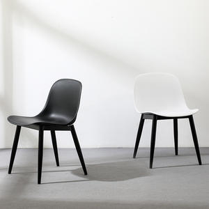 Modern Designer Dining Chair With <b>Backrest</b> Plastic Seat Black Legs Nordic Style Home Furniture Adult Use - Product Image 4