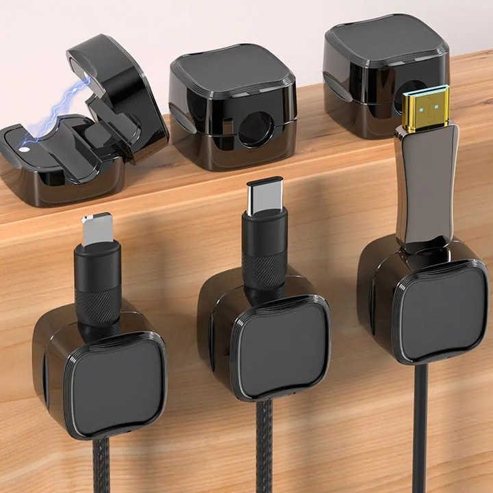 6pcs Magnetic Wire Organizer Desktop Cable Clip Protector Cord Magnet Cable Winder Row Plug Mouse USB Charging Line Holder Hook