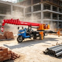 Mini-grue mobile sur tricycle, grue hydraulique à trois roues de 3 à 5 tonnes, grue de levage pour chantier de construction