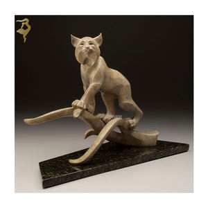 Vendita calda personalizzato leopardo animale scultura moderna astratta in metallo <span class=keywords><strong>pantera</strong></span> in ottone statua - Product Image 3