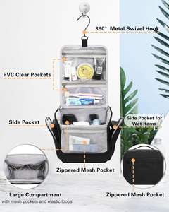Custom <b>Travel</b> Hanging Toiletry <b>Bag</b> Waterproof Large Makeup <b>Cosmetic</b> Organizer Storage Dopp Kit Shower Bathroom Hygiene <b>Bags</b> - Product Image 2