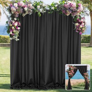 Rideau de fond blanc anti-plis 10x10 pieds pour fêtes, draperies en tissu doux, rideau de fond noir pour mariage 5x10 pieds, 2 panneaux - Product Image 1