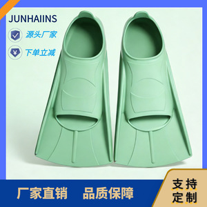 Swimming Fins Full Foot Silicone Short Diving Flippers For Adults And Kids Light Green - Product Image 5
