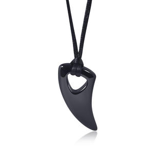 Collier de loup en acier inoxydable, colliers assortis pour Couples, ensemble pour lui/elle, pendentif en dents de loup en argent noir, chaîne réglable - Product Image 5
