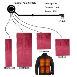 Usine directe 8W coussin chauffant infrarouge électrique lavable 5V/1.6A élément chauffant feuille chauffante en Fiber de carbone pour vêtements d'extérieur - Product Image 1