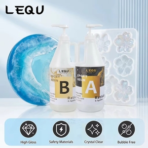 LEQU Happy And Fun 0.5 Gallon Crystal <b>Clear</b> Epoxy Resin Kit, AB Adhesive for Casting Coating Wood Table & DIY Crafts - Product Image 4