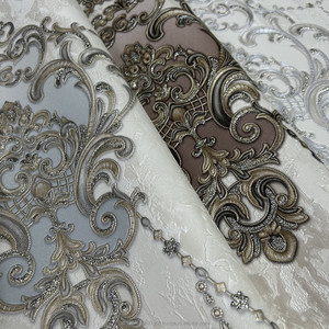 Embossed Damask Design <b>PVC</b> Wallpaper <b>Rolls</b> 1.06m Waterproof and Soundproof for Modern European Style Household and Hotel Use - Product Image 6