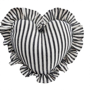 Black Heart Bohemian Woven Cotton Square <b>Throw</b> <b>Pillow</b> Covers with Removable & Washable Flange Frill Decorative Design - Product Image 1