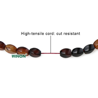 Chapelet rayé en pierre naturelle Winon Coffee, forme torsadée, 8*12mm, 33 perles pour la prière, cadeau musulman classique, style vente en gros