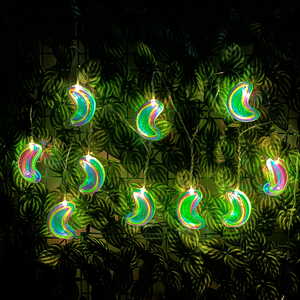 Guirnalda de Luces Solares con Forma de Luna Creciente Iridiscente, 10 LED, Decoración de Jardín para Exteriores, Luces Solares con Estaca para Jardín - Product Image 1