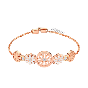 Bracelet en cristal, acier inoxydable 316L, plaqué or PVD, design marguerite, réglable, bijoux pour femmes - Product Image 2