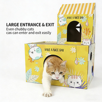 Maison pour chat à double étage, lit pour chat fermé avec plateforme de vue, zone à gratter intégrée, anti-chute, facile à nettoyer, Happyhome pour animaux de compagnie