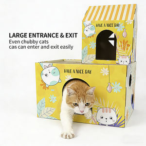 Casa para Gatos de Doble Capa, Cama Cerrada para Gatos con Plataforma de Observación, Área de Rascado Integrada, Anti-Perdida de Pelo, Fácil de Limpiar, <span class=keywords><strong>Happyhome</strong></span> para Mascotas - Product Image 2
