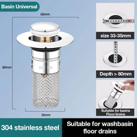 Bonde de lavabo escamotable avec filtre anti-cheveux et anti-odeurs, anti-insectes, pour installation et nettoyage faciles