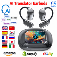 Écouteurs de traduction linguistique JM16 avec boîtier de charge et écran, interprète hors ligne pour 146 langues, idéal pour les voyages internationaux