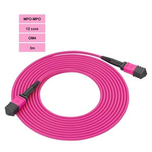 High Quality MPO-MPO 12 Cores Multimode OM4 50/125um Customized 1M 2M <strong>10M</strong> 20M Fiber Optical MPO <strong>Patch</strong> Cord - Product Image 1