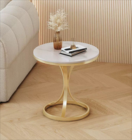 Table d'Angle Ronde Minimaliste Moderne, Table d'Appoint de Canapé Luxe Léger, Table Basse en Pierre pour Salon et Balcon