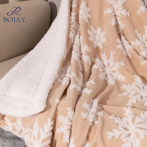 Wholesale Custom Design Two Layers Thick Warming Flannel Coral Fleece Christmas <strong>Snow</strong> Throw <strong>Blanket</strong> For Winter - Product Image 4
