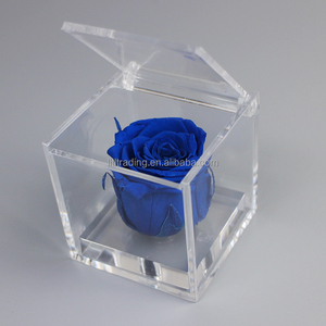 Caja de rosas rectangular al por mayor con tapa abatible caja de joyería cuadrada de rosas de flores eternas presenta PS molde San Valentín caja rosa - Product Image 1